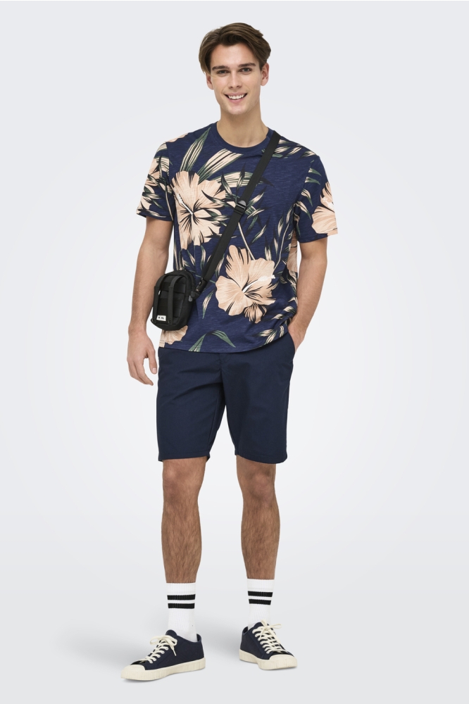 ONSKLOP REG SS FLORAL TEE NOOS 22022164 Navy Blazer/LILY